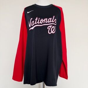 Nike Washington Nationals Raglan Long Sleeve Shirt Mens Size XL MLB Fan Gear